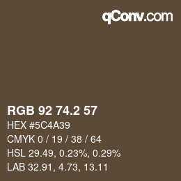 カラーコード: RGB 92 74.2 57 | qconv.com