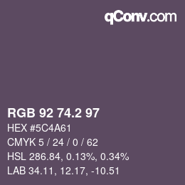 カラーコード: RGB 92 74.2 97 | qconv.com