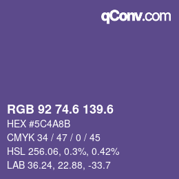 カラーコード: RGB 92 74.6 139.6 | qconv.com
