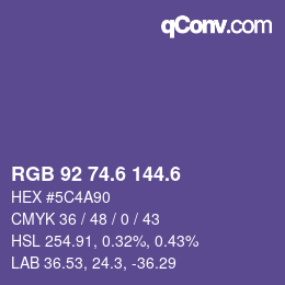カラーコード: RGB 92 74.6 144.6 | qconv.com