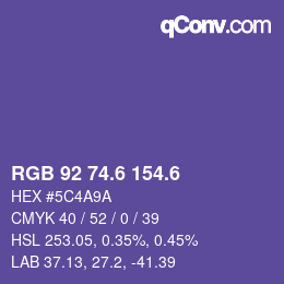 カラーコード: RGB 92 74.6 154.6 | qconv.com