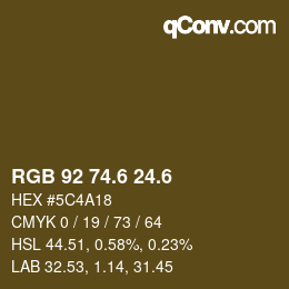 カラーコード: RGB 92 74.6 24.6 | qconv.com