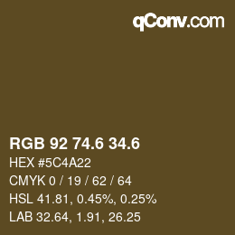 カラーコード: RGB 92 74.6 34.6 | qconv.com