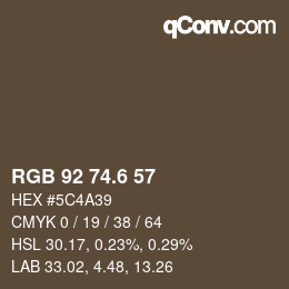 カラーコード: RGB 92 74.6 57 | qconv.com