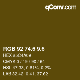 カラーコード: RGB 92 74.6 9.6 | qconv.com