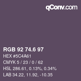 カラーコード: RGB 92 74.6 97 | qconv.com