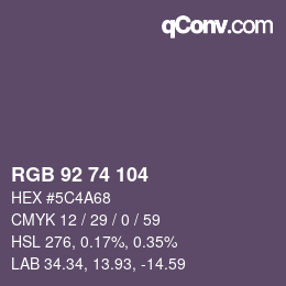 Farbcode: RGB 92 74 104 | qconv.com