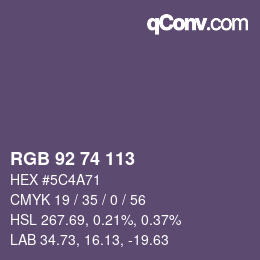 Farbcode: RGB 92 74 113 | qconv.com