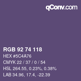 カラーコード: RGB 92 74 118 | qconv.com