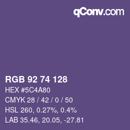 カラーコード: RGB 92 74 128 | qconv.com