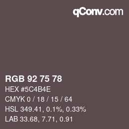 カラーコード: RGB 92 75 78 | qconv.com