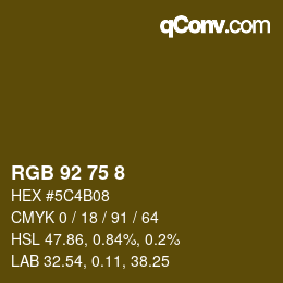 カラーコード: RGB 92 75 8 | qconv.com