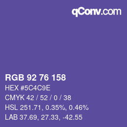 Color code: RGB 92 76 158 | qconv.com