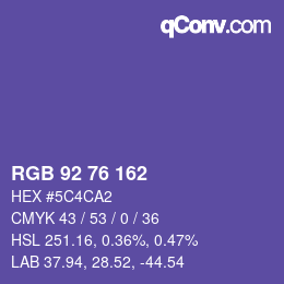 Color code: RGB 92 76 162 | qconv.com