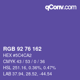 Color code: RGB 92 76 162 | qconv.com