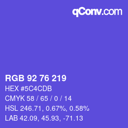 Color code: RGB 92 76 219 | qconv.com