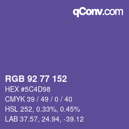 Color code: RGB 92 77 152 | qconv.com