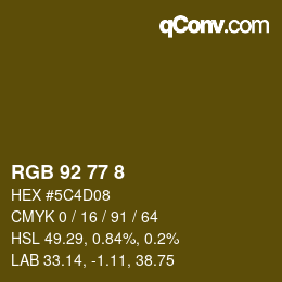 カラーコード: RGB 92 77 8 | qconv.com