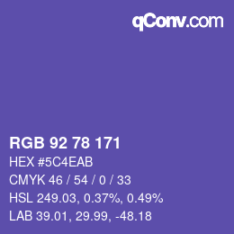 カラーコード: RGB 92 78 171 | qconv.com