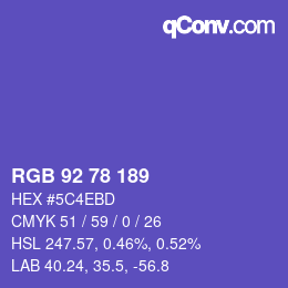 カラーコード: RGB 92 78 189 | qconv.com
