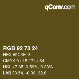 Color code: RGB 92 78 24 | qconv.com