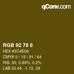 カラーコード: RGB 92 78 8 | qconv.com