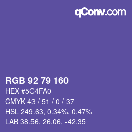 Color code: RGB 92 79 160 | qconv.com