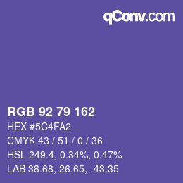 颜色代码: RGB 92 79 162 | qconv.com
