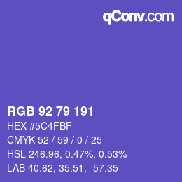 カラーコード: RGB 92 79 191 | qconv.com