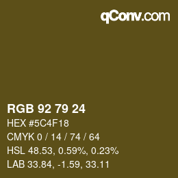 カラーコード: RGB 92 79 24 | qconv.com
