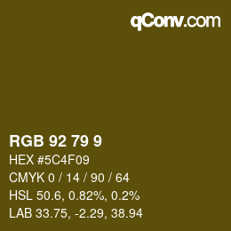 カラーコード: RGB 92 79 9 | qconv.com