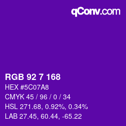 Color code: RGB 92 7 168 | qconv.com