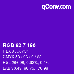 カラーコード: RGB 92 7 196 | qconv.com