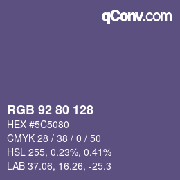 Color code: RGB 92 80 128 | qconv.com