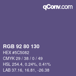 颜色代码: RGB 92 80 130 | qconv.com