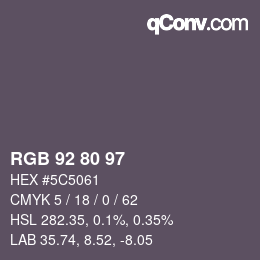 Color code: RGB 92 80 97 | qconv.com