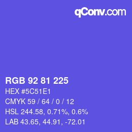颜色代码: RGB 92 81 225 | qconv.com