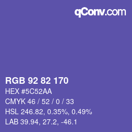 Color code: RGB 92 82 170 | qconv.com