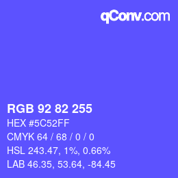 Color code: RGB 92 82 255 | qconv.com
