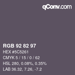 颜色代码: RGB 92 82 97 | qconv.com