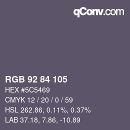 颜色代码: RGB 92 84 105 | qconv.com