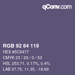 Color code: RGB 92 84 119 | qconv.com