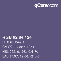 Código de color: RGB 92 84 124 | qconv.com