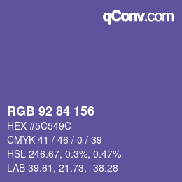 颜色代码: RGB 92 84 156 | qconv.com