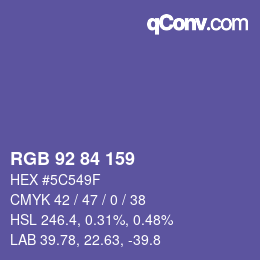 カラーコード: RGB 92 84 159 | qconv.com