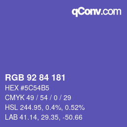 颜色代码: RGB 92 84 181 | qconv.com
