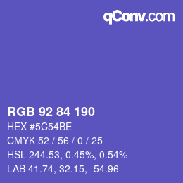 カラーコード: RGB 92 84 190 | qconv.com