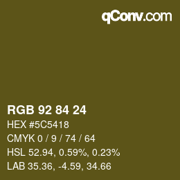 カラーコード: RGB 92 84 24 | qconv.com