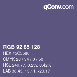 Color code: RGB 92 85 128 | qconv.com