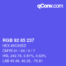 Color code: RGB 92 85 237 | qconv.com